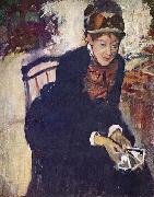 Edgar Degas Portrat der Miss Cassatt, die Karten haltend oil painting reproduction